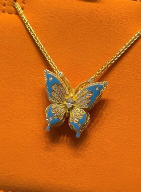 金包银工艺新款光明女神蝴蝶吊坠