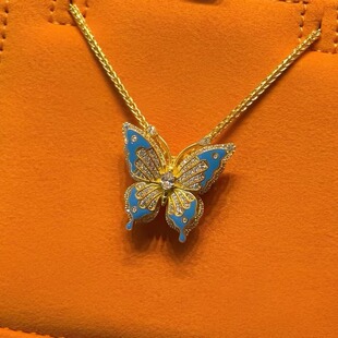 金包银工艺新款光明女神蝴蝶吊坠毛衣链锁骨链项链送女友节日礼物