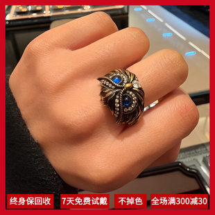 金包银黑金猫头鹰戒指复古开口戒指精致工艺时尚百搭送女朋友礼物