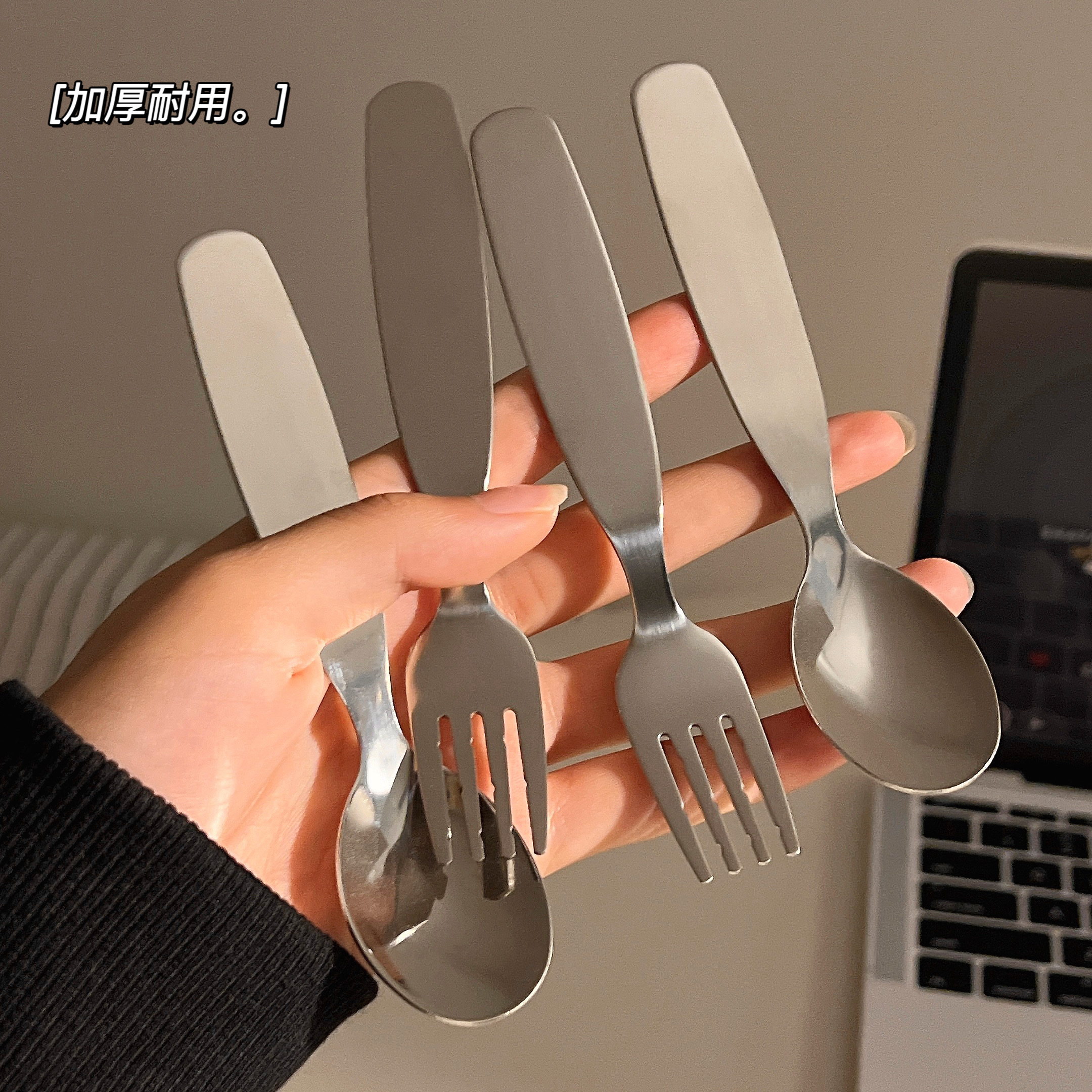 不锈钢餐勺短款儿童勺韩式甜品勺迷你汤匙可爱小号耐摔酸奶蛋糕勺