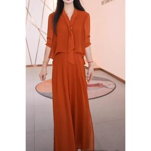 时尚 翻领衬衫 2025年夏季 炸街盐系橙色polo领无袖 女 阔腿裤 两件套装