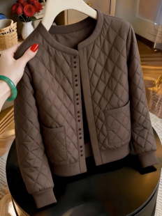 小个子轻薄棉服女短款棉袄宽松秋冬开衫棒球服休闲圆领保暖小外套