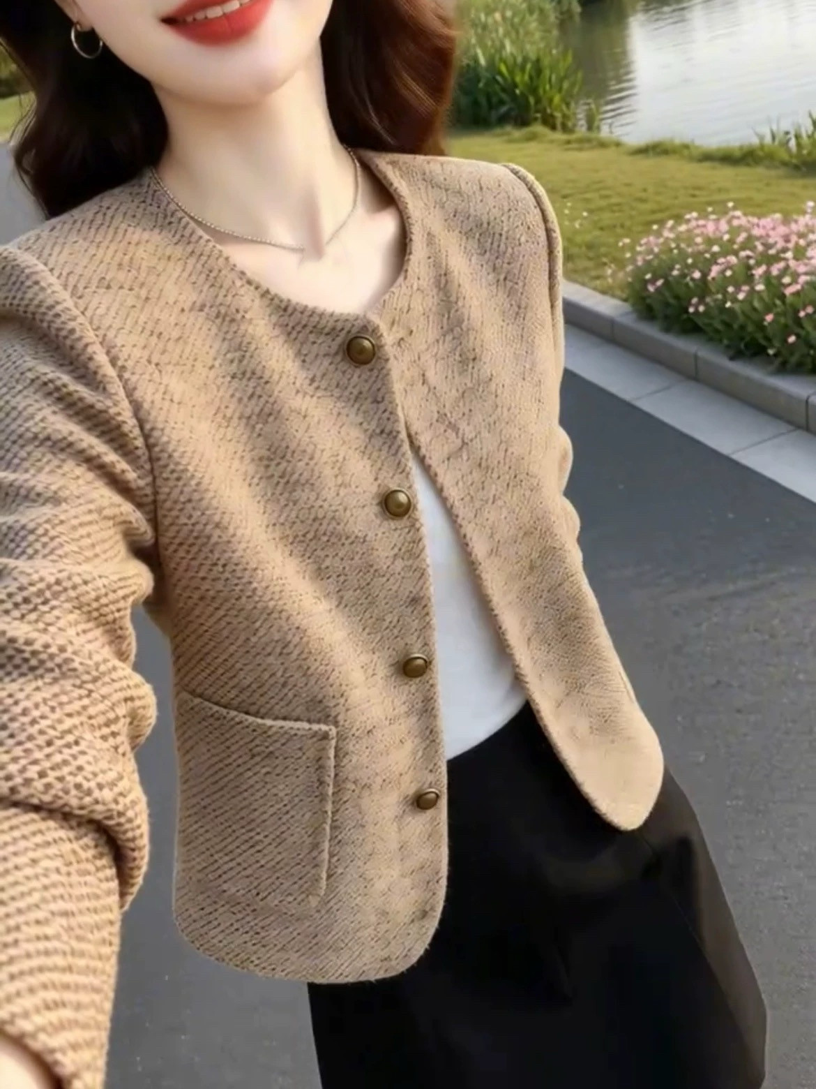 小香风外套女2026秋冬呢子单排扣西装翻领百搭小个子短款休闲上衣