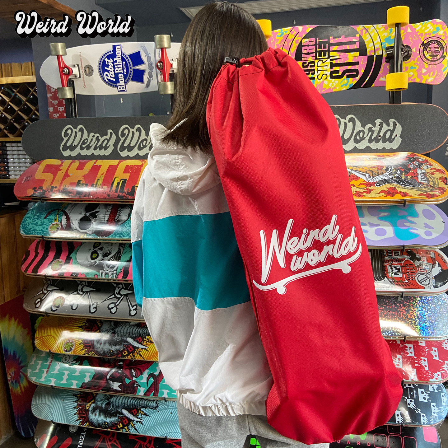 板包 WEIRD WORLD 防水加厚牛津布长板滑板陆冲包包斜挎收纳袋子