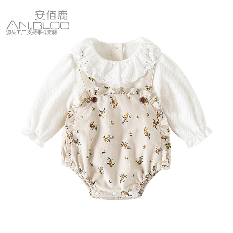 灯芯绒衣服安佰鹿背带裤婴儿