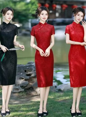 旗开得胜旗袍2026新款红色高考中考送考改良妈妈年轻小个子连衣裙