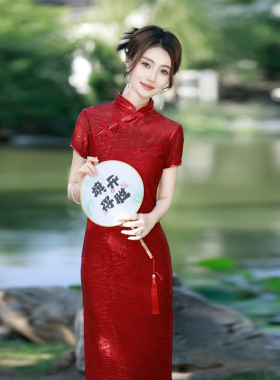 旗开得胜红色送考旗袍2026新款夏季中式改良妈妈礼服年轻旗袍裙