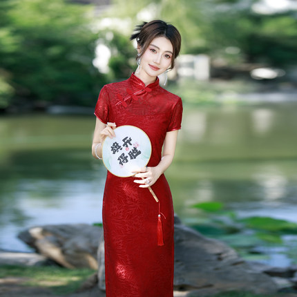 旗开得胜红色送考旗袍2026新款夏季中式改良妈妈礼服年轻旗袍裙