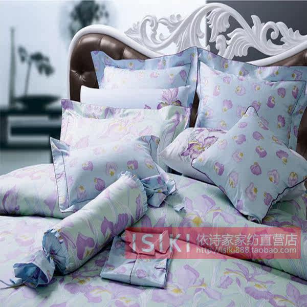 ISIKI/依诗家全棉轻奢床上用品紫色花纹四件套花卉图案床品套件