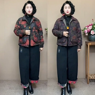 女宽松棉衣外套保暖棉袄棉裤 冬季 减龄休闲棉服套装 时尚 两件套 新款