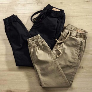 分割设计休闲长裤 高密碳素磨微弹力松紧抽绳收口束脚裤 潮 秋季 男式