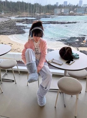 Y大姐姐正确版freckle紫色纯色基础款圆领单排扣羊毛小开衫外套女