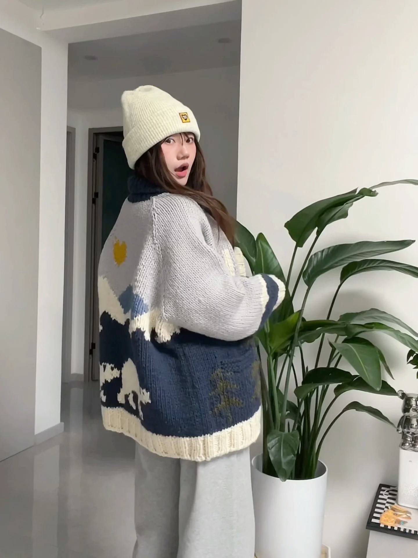 YA家正确版新款小水同款handmade纯手工编织100%全羊毛厚实大外套