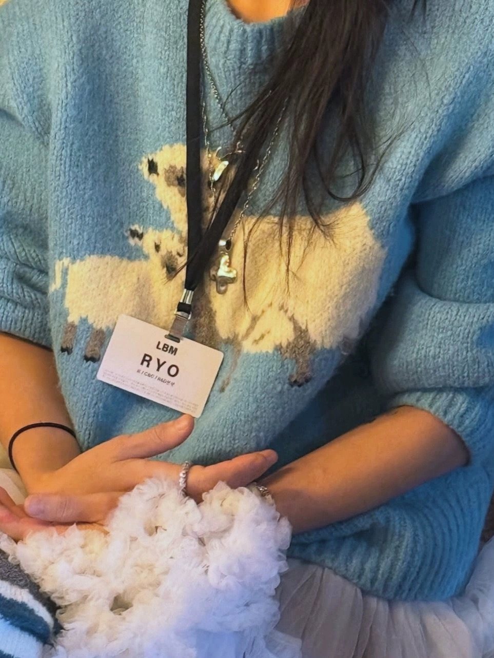 YA家正确版韩国设计师新款小羊图案提花针织圆领套头羊驼毛毛衣