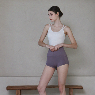 andar小众设计裸感跑步三分瑜伽裤高腰提臀锦纶健身短裤