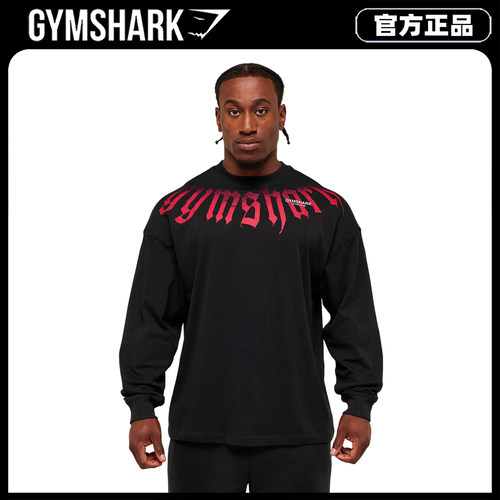 Gymshark Vintage Goth男士宽松T恤长袖哥特风重磅棉撸铁训练上衣