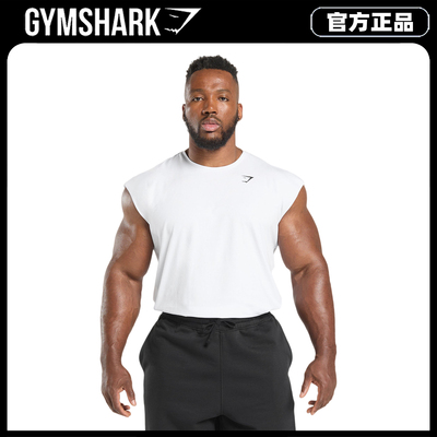 GYMSHARK鲨鱼Critical小飞袖背心男修身T恤无袖显肩宽健身白坎肩