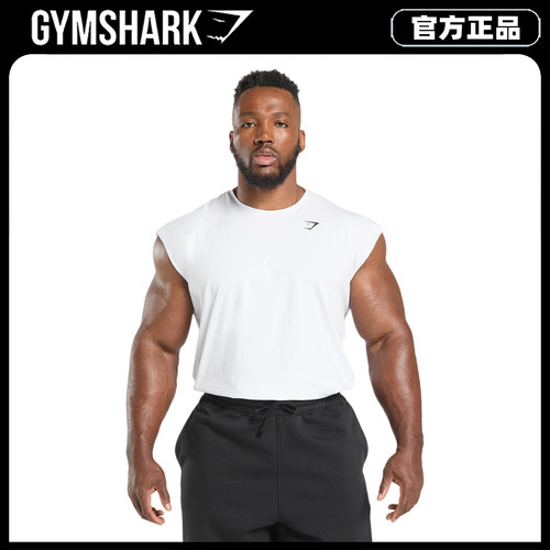 GYMSHARK鲨鱼Critical小飞袖背心男修身T恤无袖显肩宽健身白坎肩