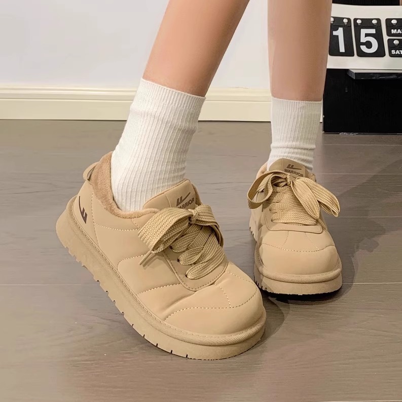 回力厚底面包鞋女冬季加绒保暖