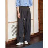 阔腿休闲裤 裤 宽松裤 通勤百搭显瘦西装 子女秋新款 灰色高腰压褶长裤