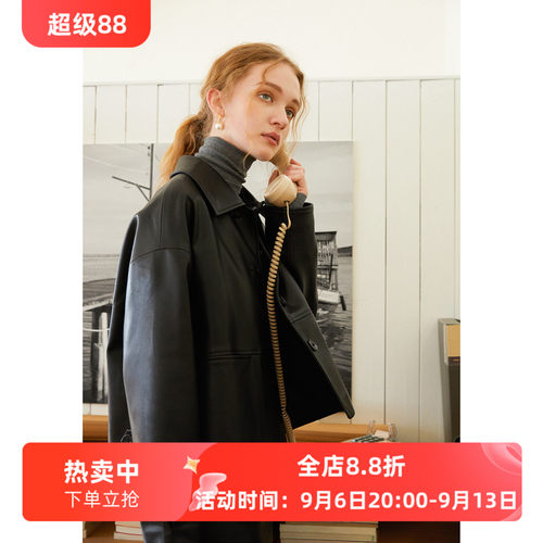 时髦法式短款PU皮衣女早秋新款百搭复古哑光休闲小个子夹克外套