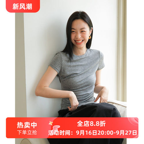 圆领天丝羊毛短袖上衣T恤女夏