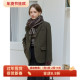 百搭通勤韩版 复古风绿色全羊毛休闲宽松西装 毛呢外套女呢子秋冬款