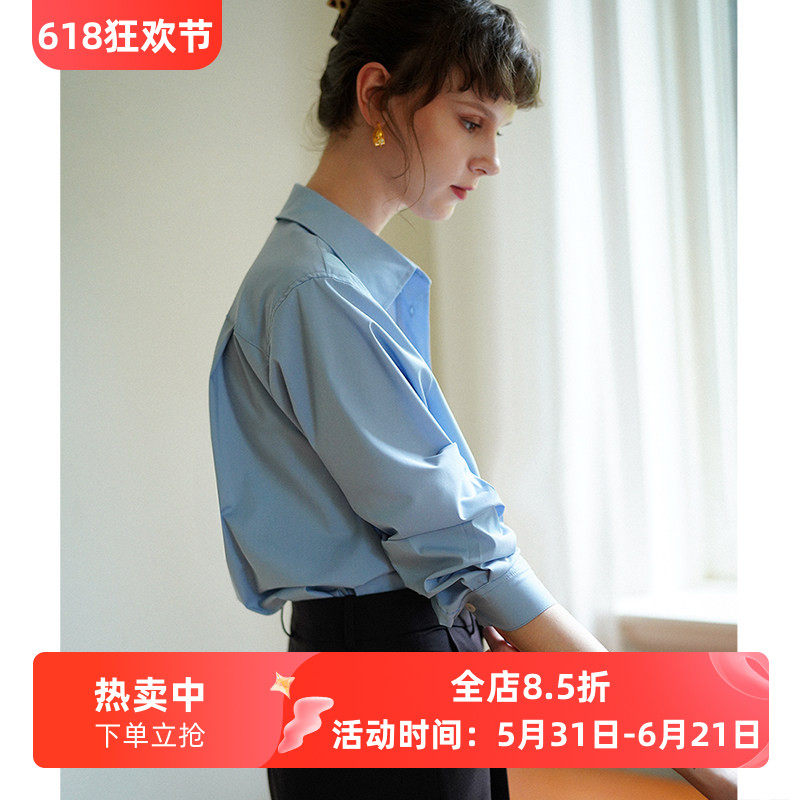 【抗皱系列】好打理简约长袖宽松衬衫女气质通勤百搭休闲韩版衬衣