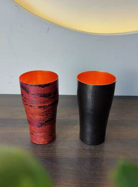 纯紫铜手工复古小众高端锤纹高筒杯啤酒杯家用复古小众铜器茶具