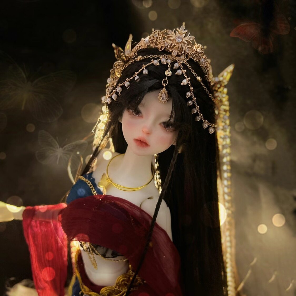 bjd3分娃娃头饰异域风情娃娃古风眉心坠锆石娃发冠珍珠芭比娃流苏