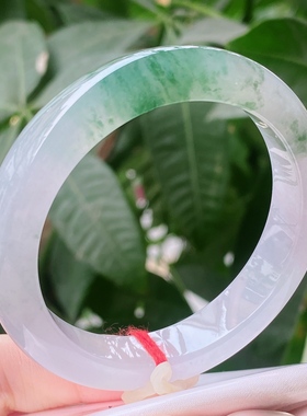 天然缅料老坑A货翡翠飘花正圈手镯 53/11.8/8.1mm（A111101