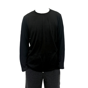 精纺美丽诺丝光仿缩羊毛男女T恤打底衫青年黑藏青长袖加长加大