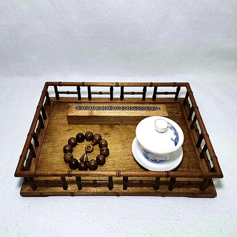 金丝楠木纯手工竹节款文承盘