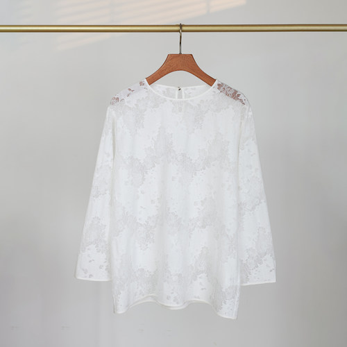 26早春 叠穿神器 定制面料 超仙镂空蕾丝 宽松透视内搭外穿衬衫