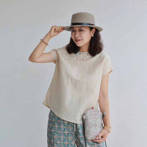 手工盘扣轻新中式连肩袖上衣