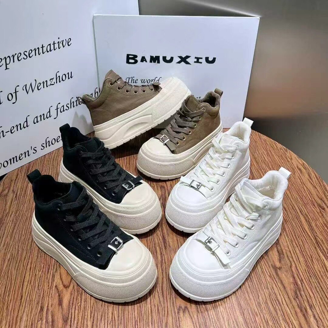 芭慕秀小白鞋2025冬季新款女鞋高帮加绒厚底增高休闲百搭时尚棉鞋,女鞋,休闲板鞋,淘宝优惠券,粉丝福利购,淘宝优惠卷