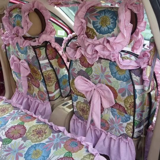 订制女神款亚麻提花汽车座垫女士
