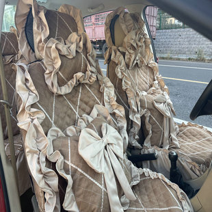 訂制女神麂皮絨精緻刺繡花邊通用汽車坐墊套女士四季全包座墊座套