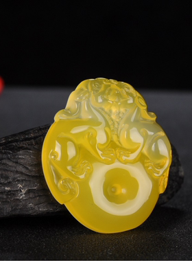 白玉髓双貔貅吊坠玛瑙财源滚滚平安发财挂件