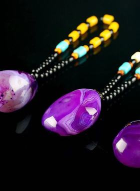 新款天珠缠丝原石俏色花纹毛衣链