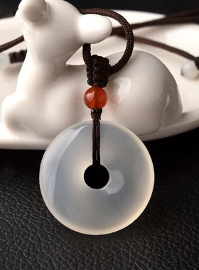 网红同款天然冰种玉髓平安扣吊坠 女士小宝宝玉吊坠平安