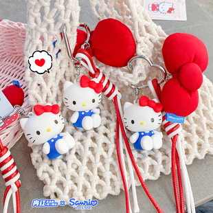 正版 hellokitty蝴蝶结包包挂件可爱kitty凯蒂猫玩偶包挂饰钥匙扣