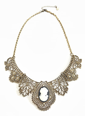 闪钻镂空衬衣假领子短项链毛及链