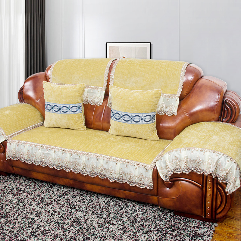 欧式真皮沙发沙发垫防滑坐垫四季通用一二三雪尼尔老式沙发盖布套