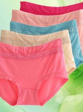 正品DK5条装胖MM内裤女纯棉中高腰提臀竹炭纤维大码莫代尔平角裤