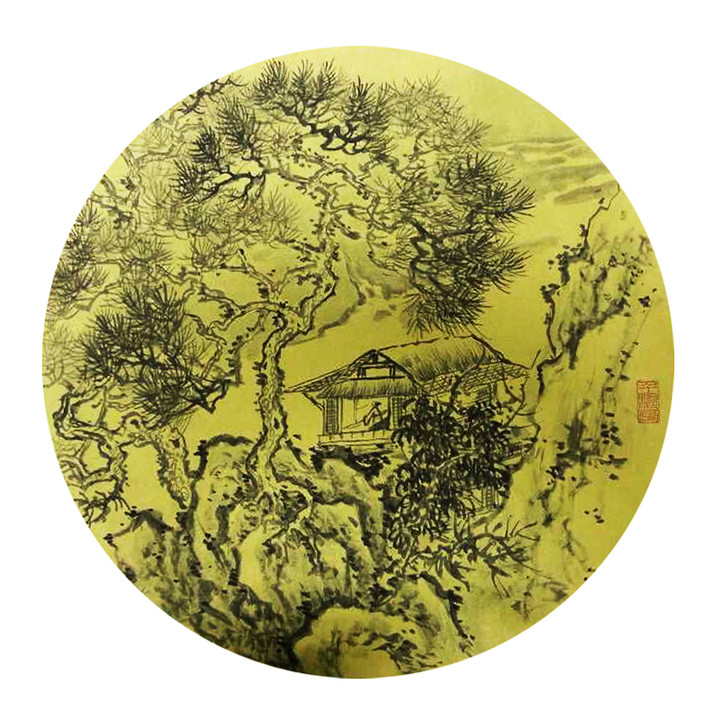 泥金绢纸扇面圆形团扇仿古布画芯工笔白描国画小楷书法专用熟宣纸