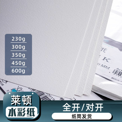 莱顿棉浆水彩纸全开对开半开超大加厚纯棉水彩纸300G450G600G单张