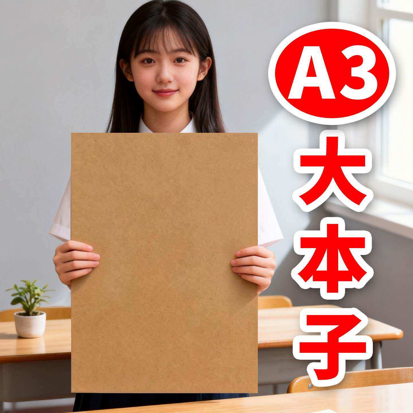 a3思维导图笔记本空白手账本加厚牛皮纸8k网格横缝线可平摊大本子