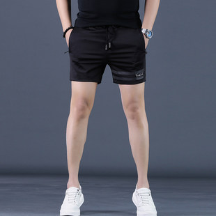 潮牌三分短裤男士冰丝四分裤中裤休闲马裤沙滩裤男款五分裤半截裤
