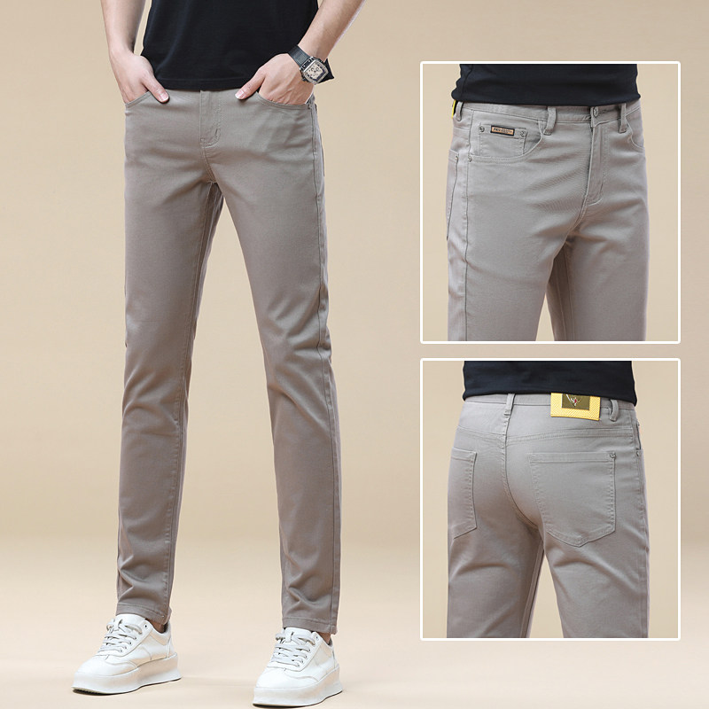 高端潮牌男士牛仔裤米其色修身百搭小脚裤子男 九分/长裤可选